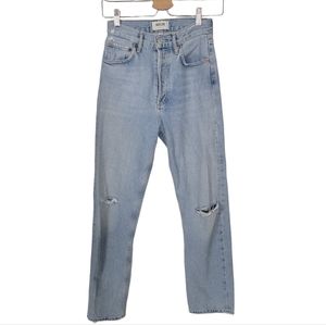 Agolde 90s Jean 100% Cotton Rigid Fit Light Wash Button Fly Size 23